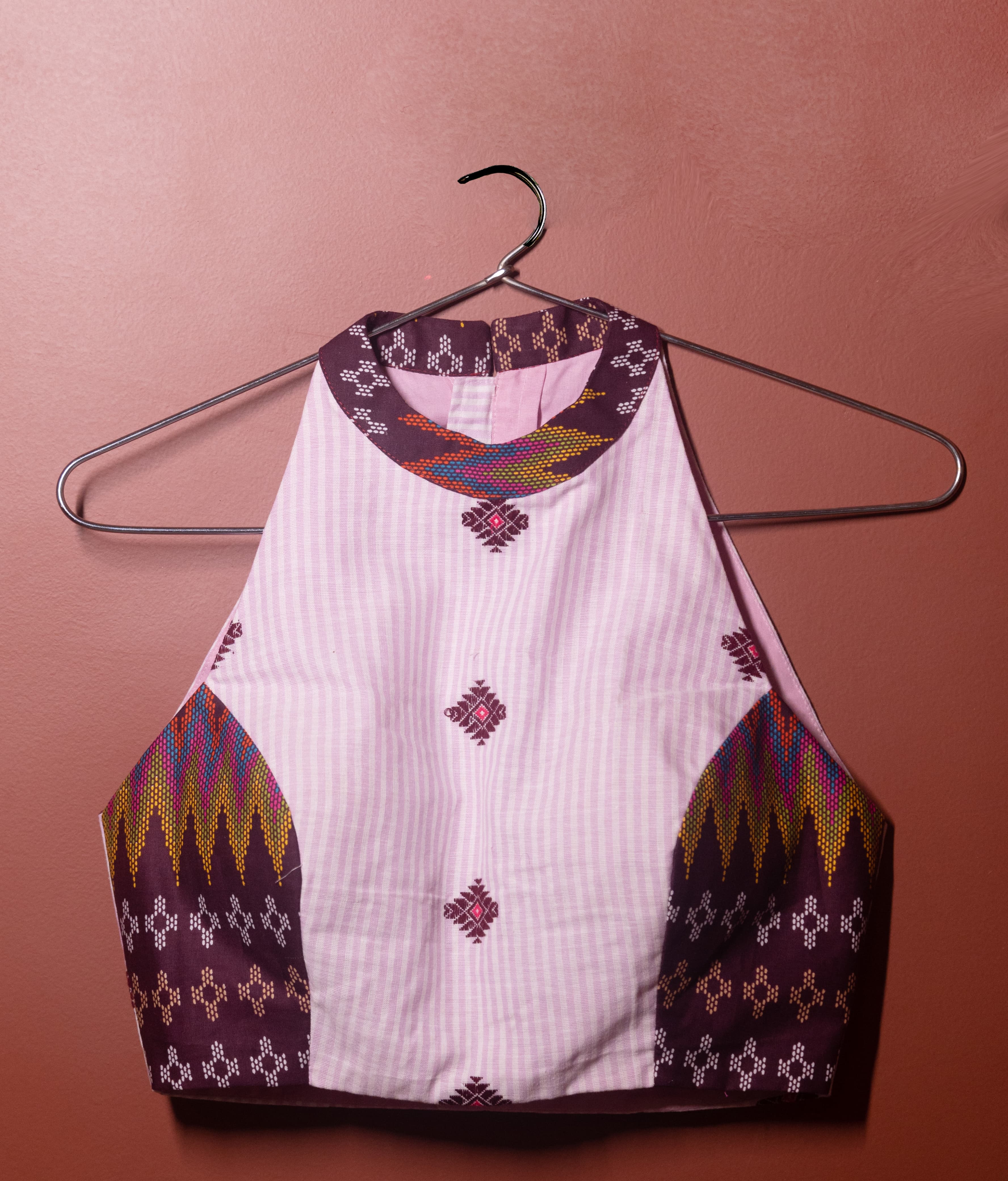 HALTER NECK BLOUSE WITH ASSAMESE TRADITIONAL MOTIF